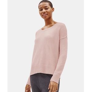 Eileen Fisher Blush Lofty Recycled Cashmere Crew Neck Box Top Sweater